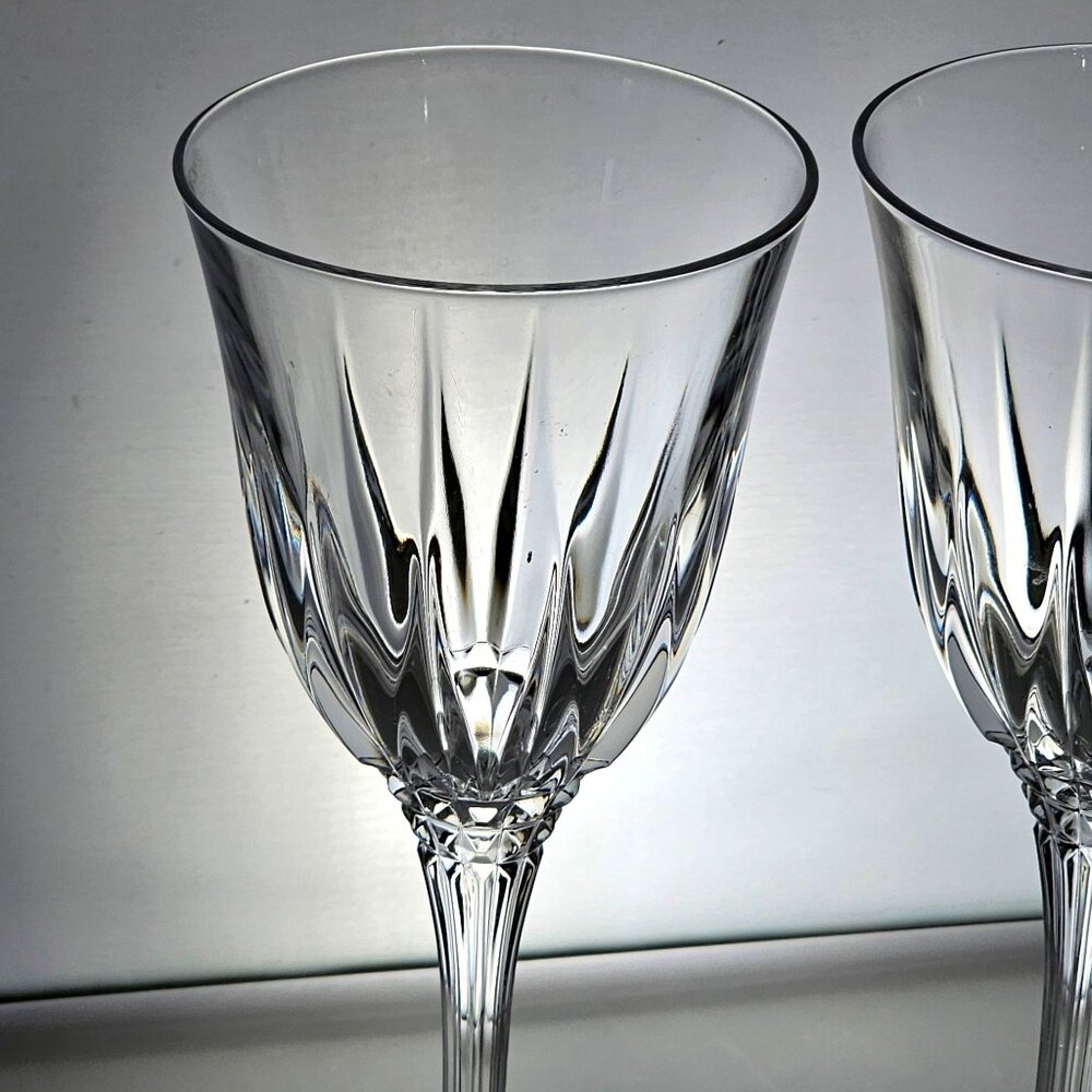 3 Cristal d'Arques Castel Water Glasses 8" France fine crystal diamond cut stem - Picture 7 of 10